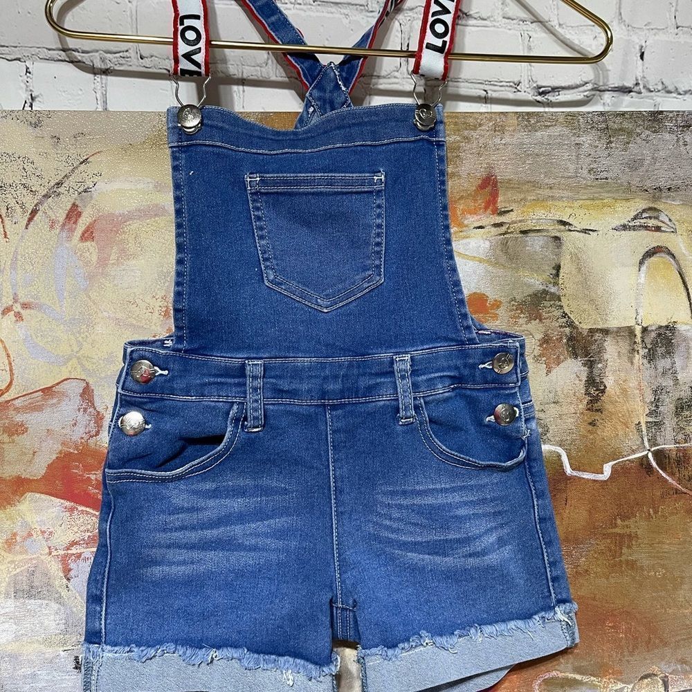 Cutie Patootie Denim Short Overalls 6X LOVE branded straps